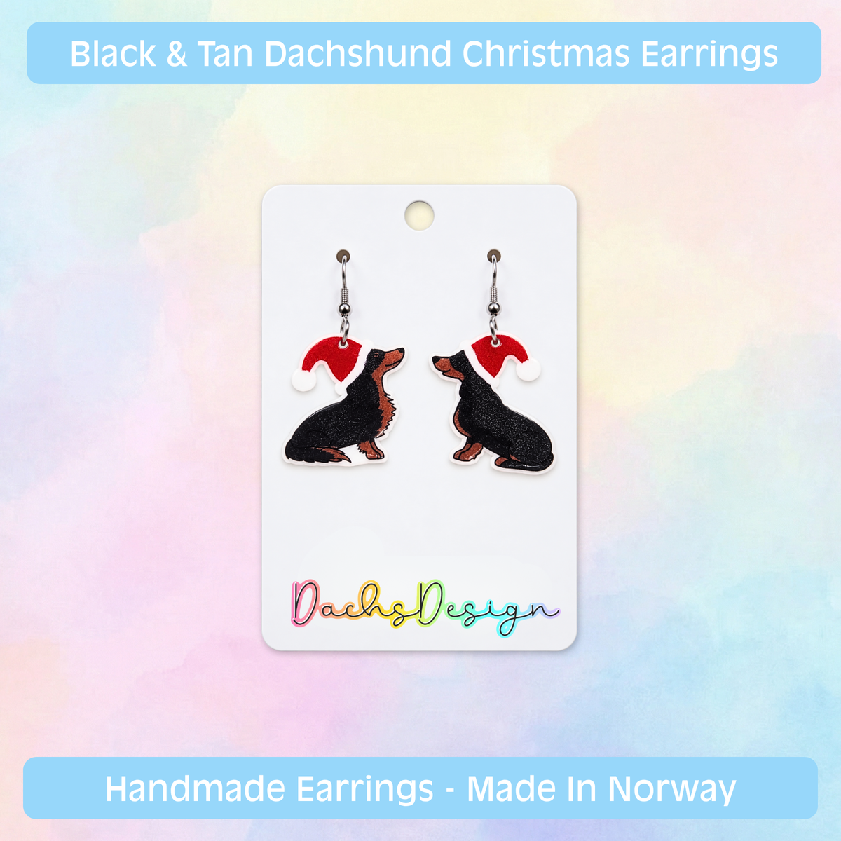 Christmas Dachshund Dangly Earrings
