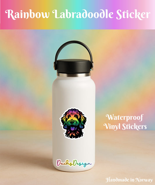 Labradoodle Sticker: Waterproof Rainbow Glitter Vinyl Sticker