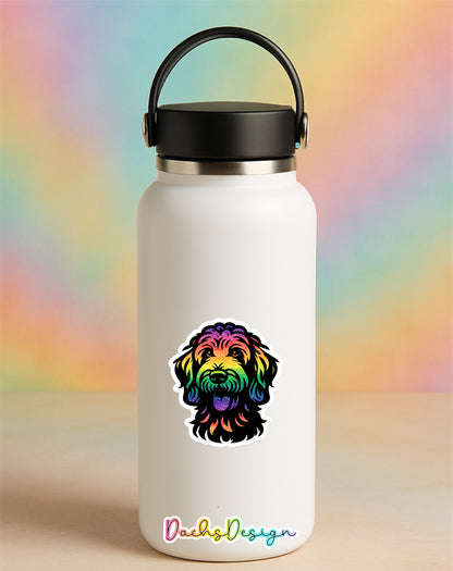 Labradoodle Sticker: Waterproof Rainbow Glitter Vinyl Sticker
