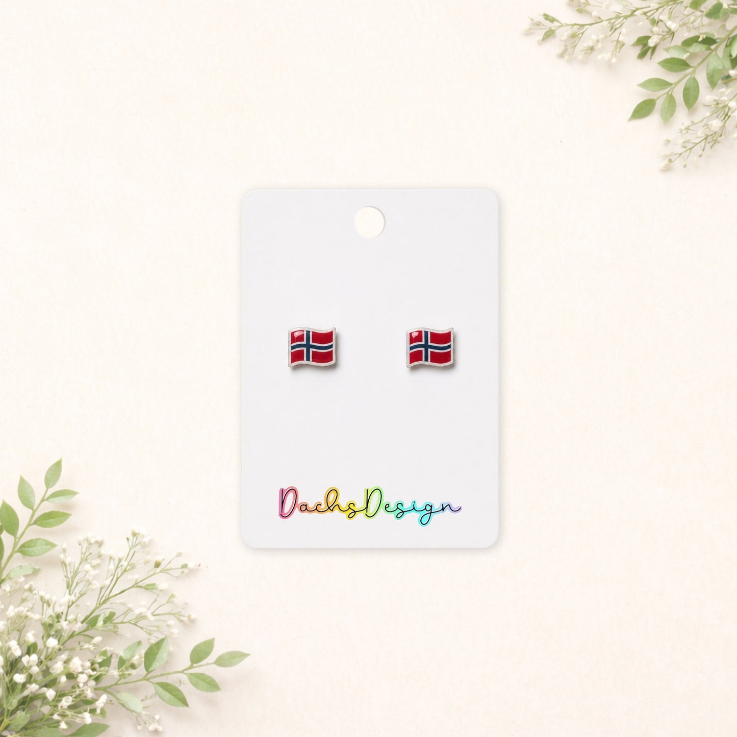 Norwegian Flag Small Stud Earrings