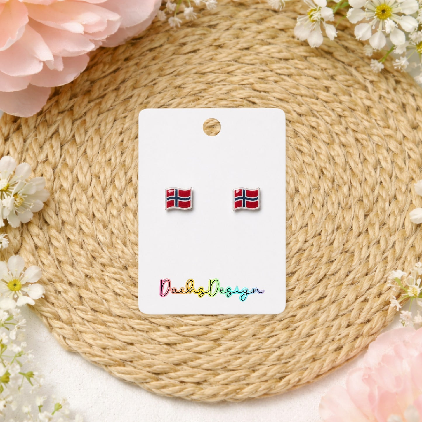 Norwegian Flag Small Stud Earrings