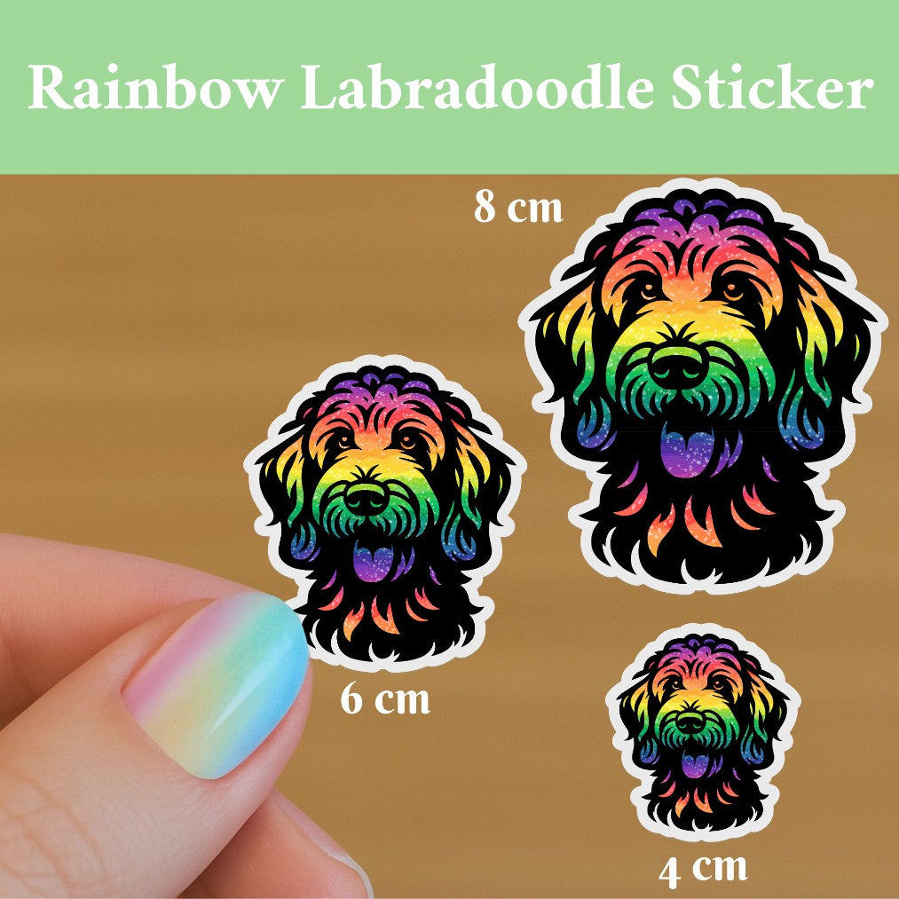 Labradoodle-klistremerke: Vanntett vinylklistremerke med regnbueglitter