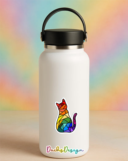 Rainbow Stained Glass Cat Waterproof Vinyl Sticker