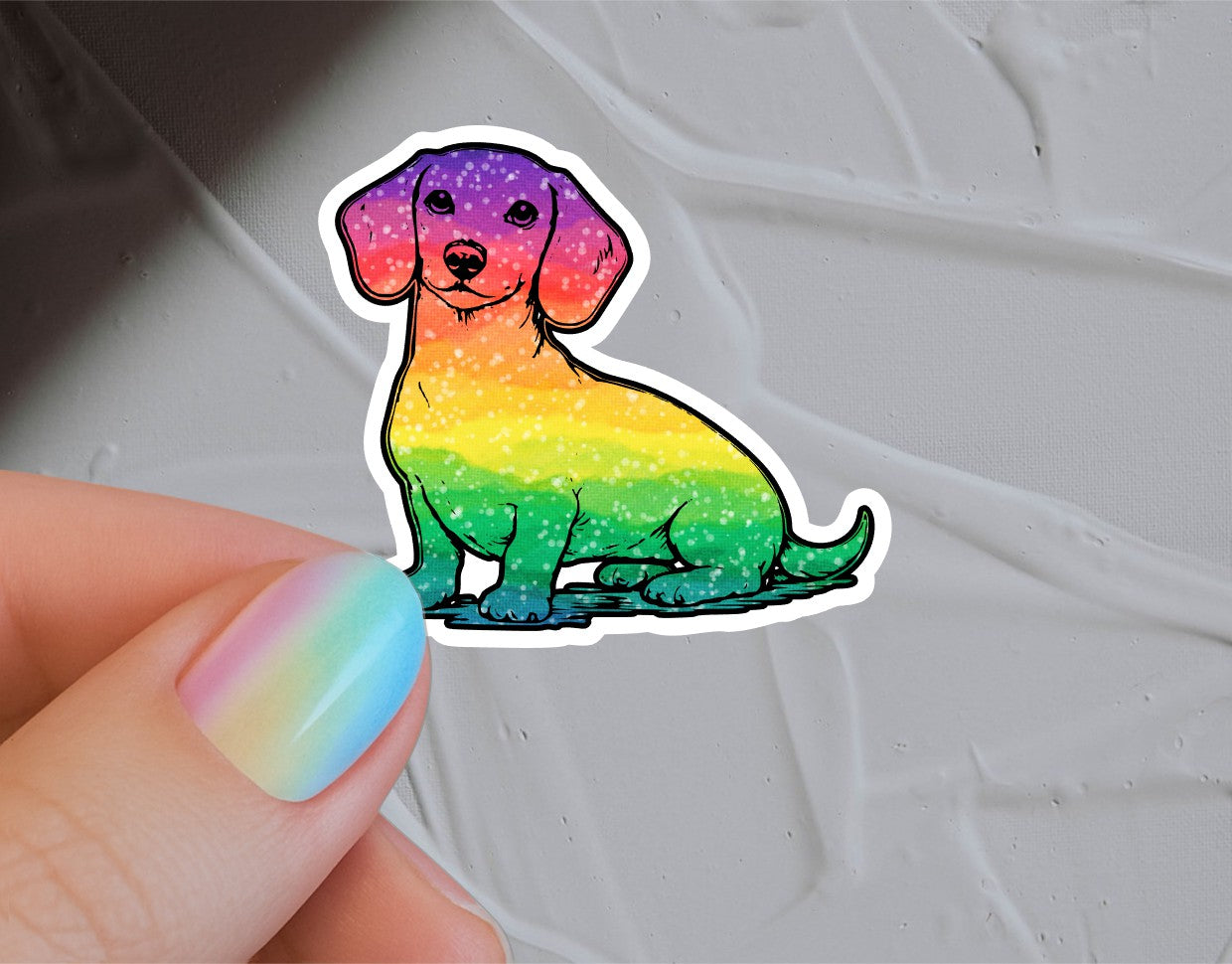 Rainbow Dachshund Waterproof Vinyl Sticker