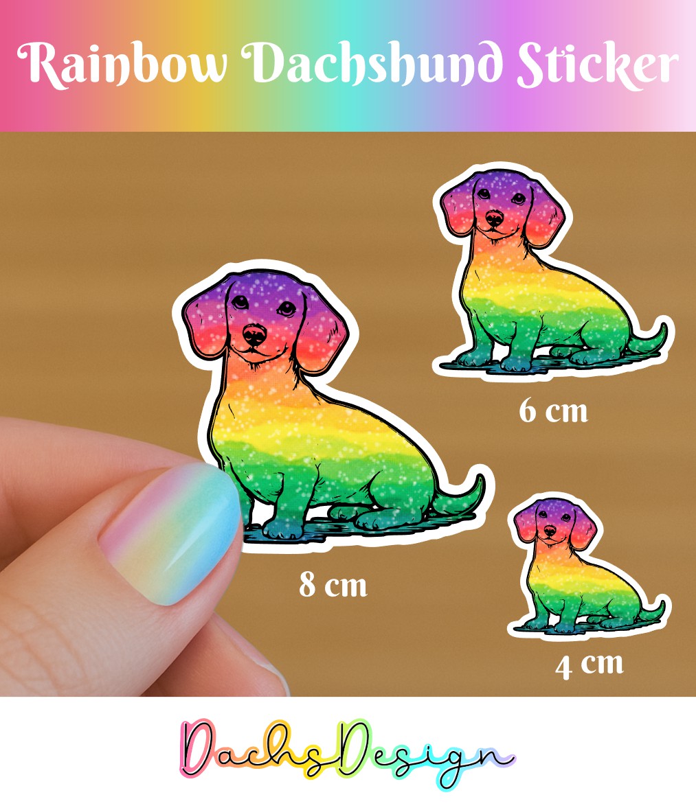Rainbow Dachshund Waterproof Vinyl Sticker