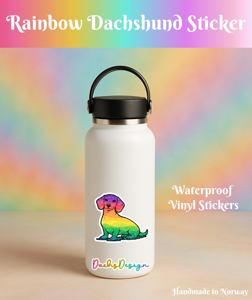 Rainbow Dachshund Waterproof Vinyl Sticker