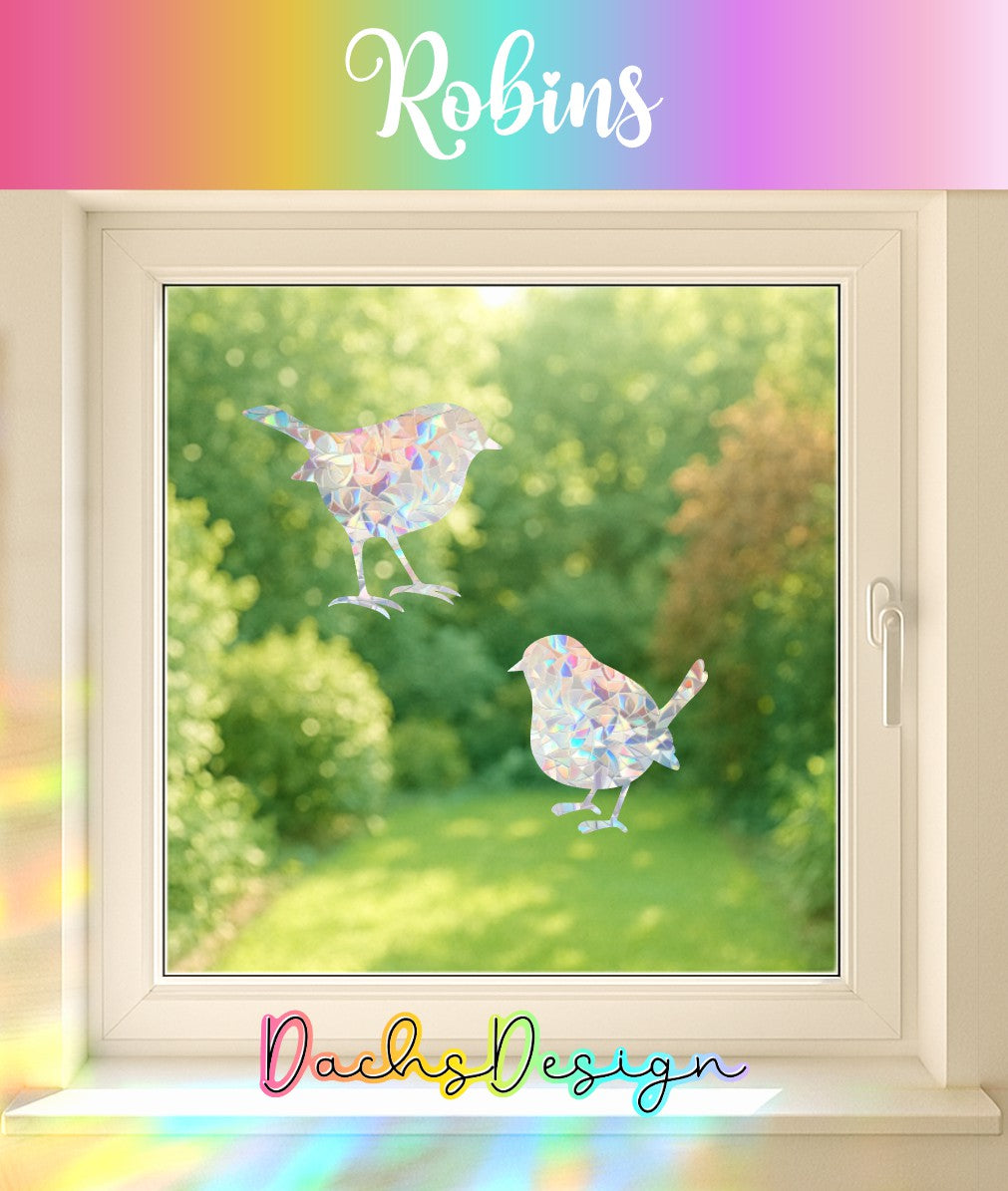 Robin Rainbow Suncatchers: Removable Window Sticker for Bird Lover