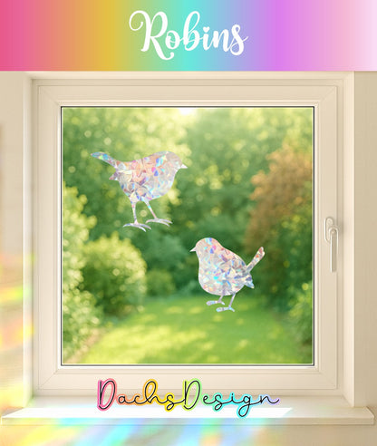 Robin Rainbow Suncatchers: Removable Window Sticker for Bird Lover