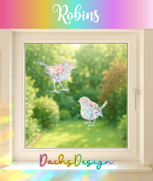 Robin Rainbow Suncatchers: Removable Window Sticker for Bird Lover