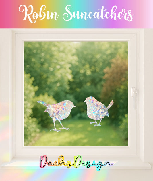 Robin Rainbow Suncatchers: Removable Window Sticker for Bird Lover