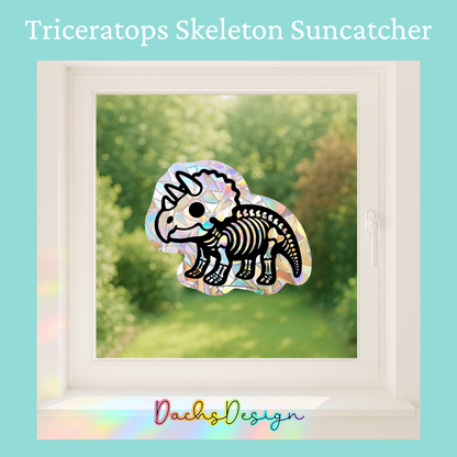Triceratops-skjelett solfanger: Regnbue-vindusklistremerke, dinosaurgave