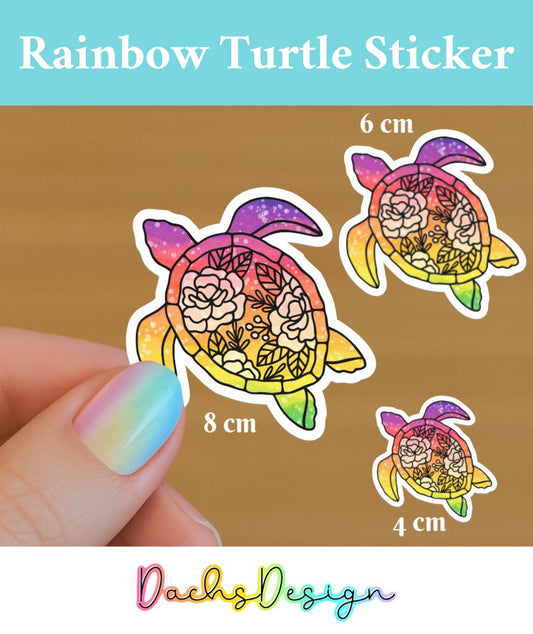 Rainbow Turtle Waterproof Vinyl Sticker