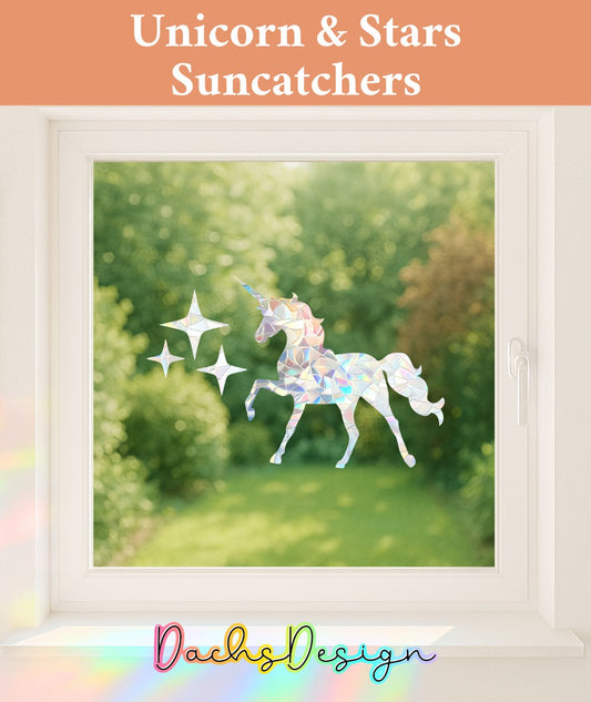 Unicorn and Stars Rainbow Suncatchers