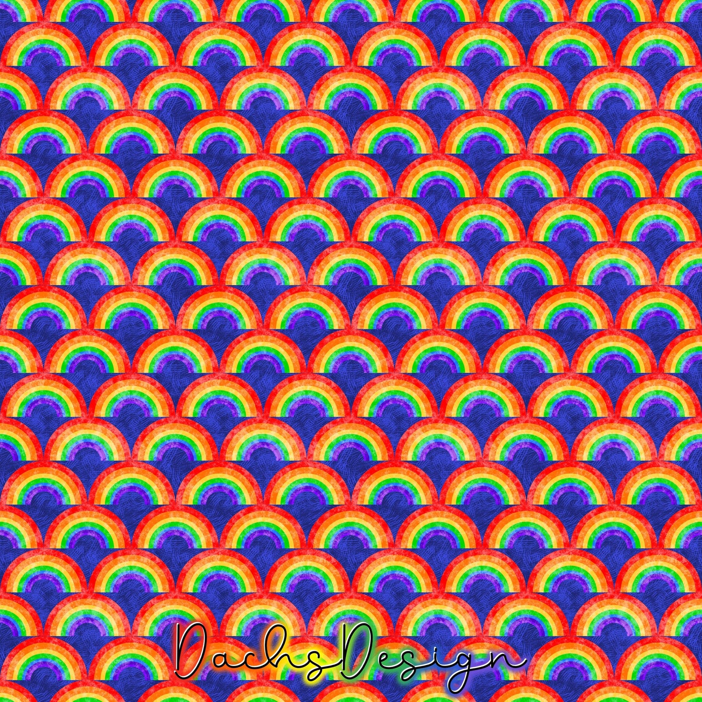 Bright Rainbows On Blue Seamless Pattern (Digital Download)