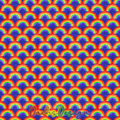 Bright Rainbows On Blue Seamless Pattern (Digital Download)