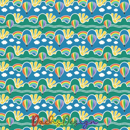 Rainbow Hot Air balloons Seamless Pattern (Digital Download)