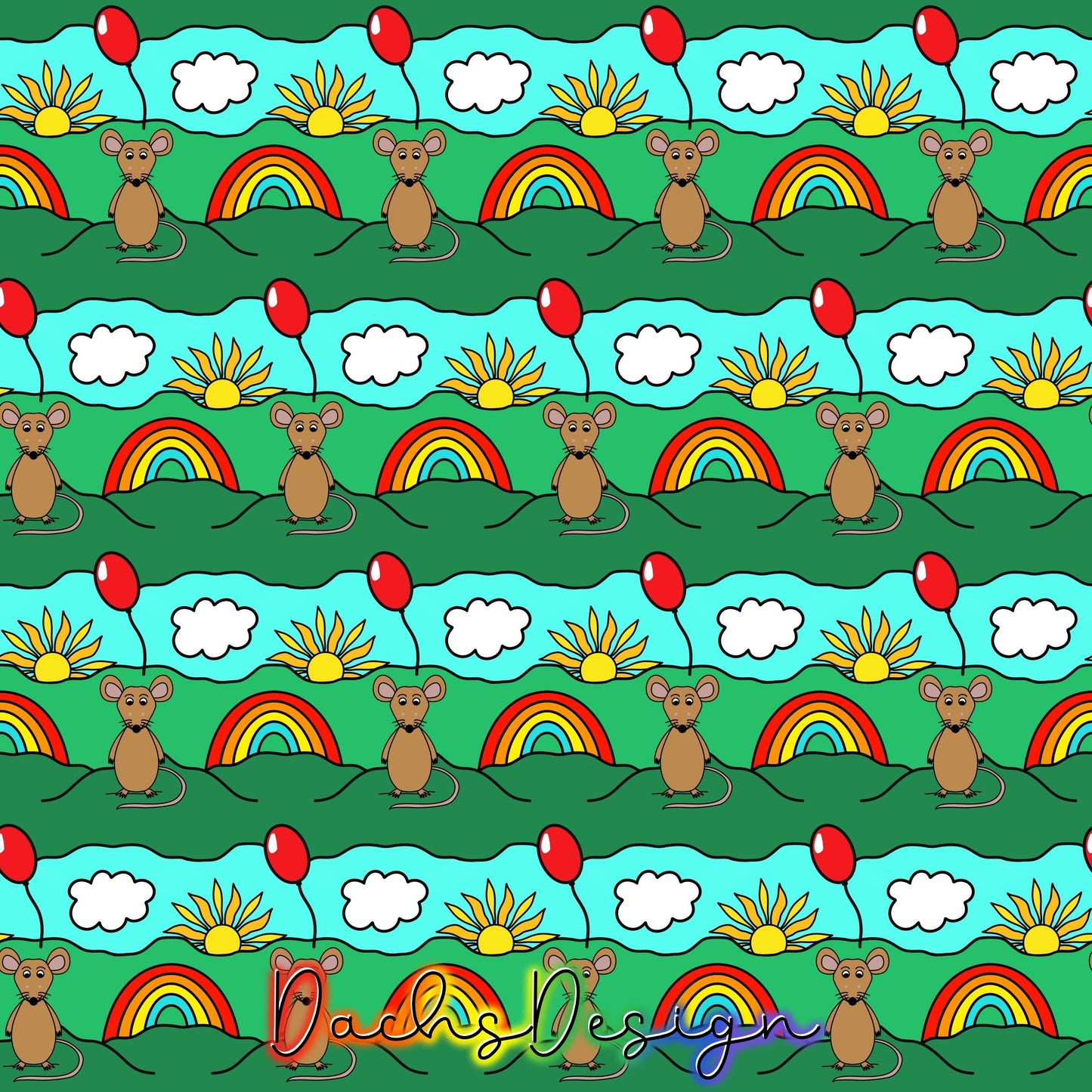 Rainbows and Mouse Seamless Pattern (Digital Download)