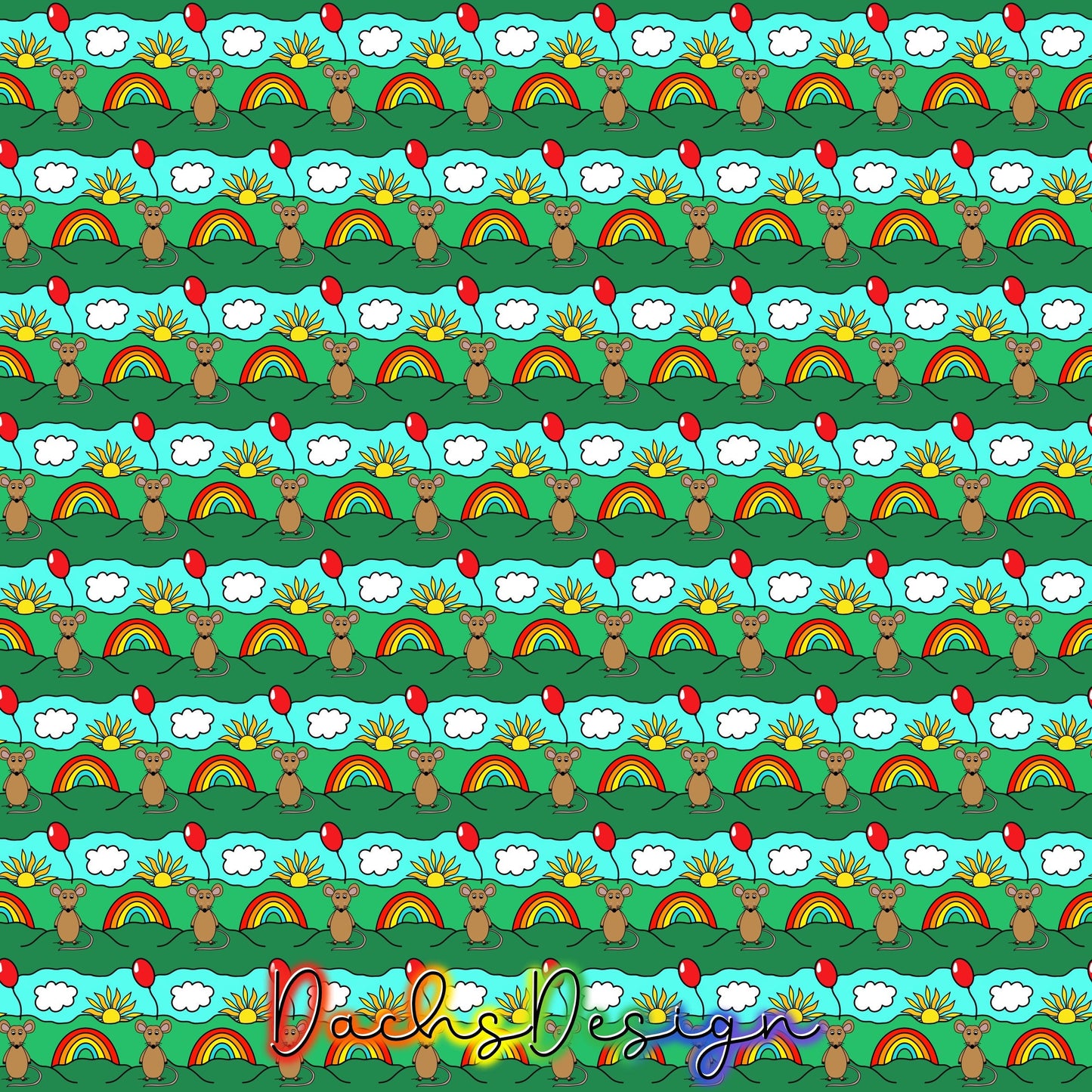 Rainbows and Mouse Seamless Pattern (Digital Download)