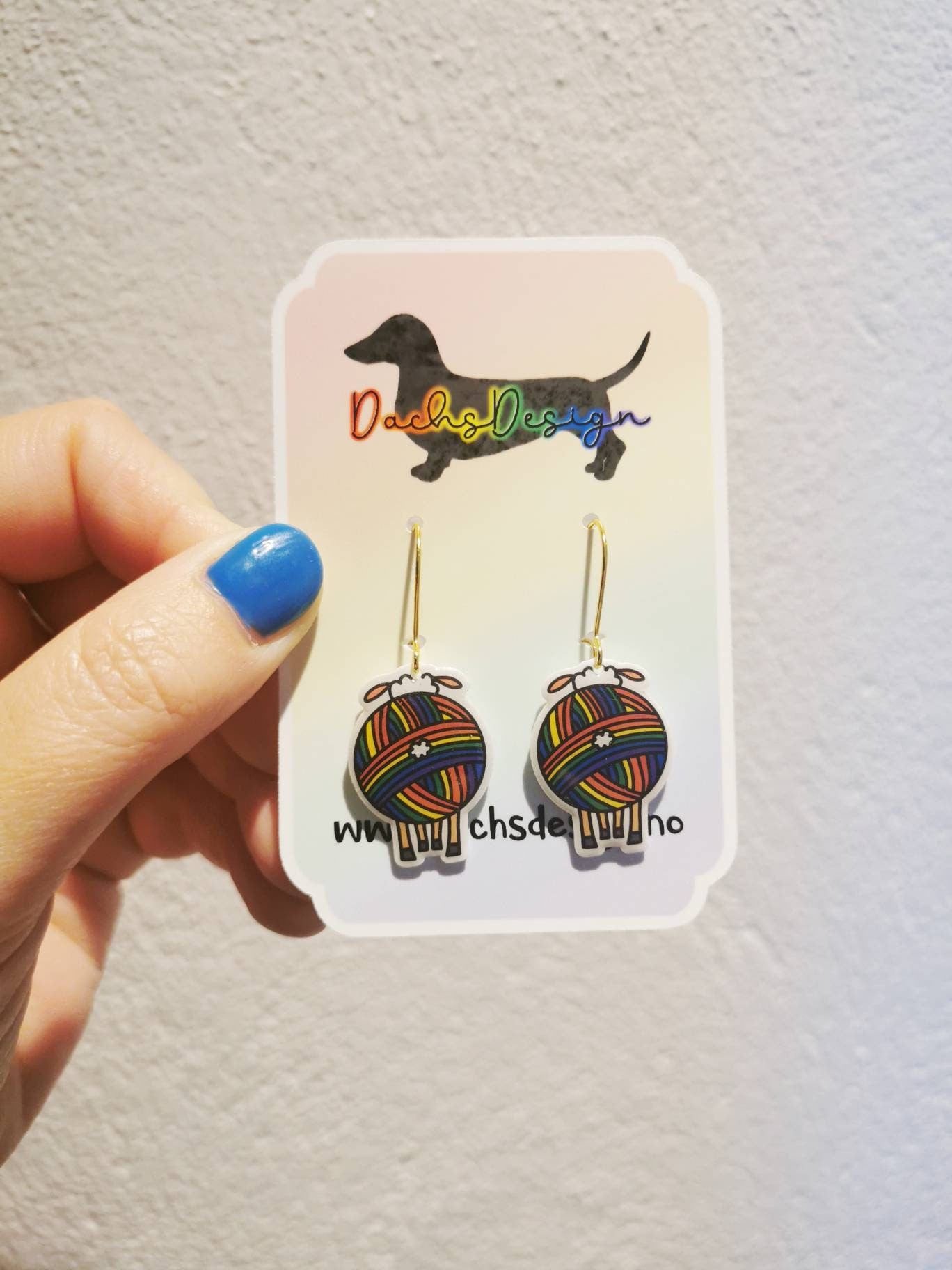 Rainbow Yarn Sheep Dangle Earrings