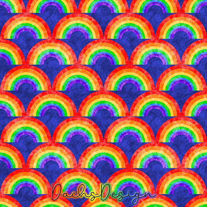 Bright Rainbows On Blue Seamless Pattern (Digital Download)