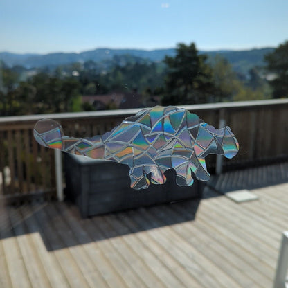 Ankylosaurus Rainbow Suncatcher: Removable Dinosaur Window Cling