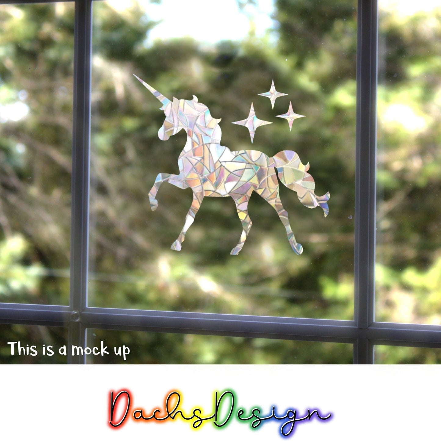 Unicorn and Stars Rainbow Suncatcher: Window Cling, Kids Room Decor