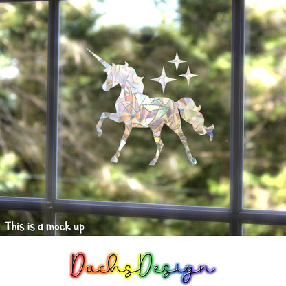 Unicorn and Stars Rainbow Suncatcher: Window Cling, Kids Room Decor