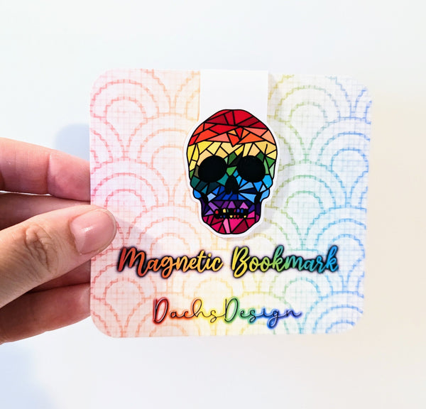 Rainbow Skull Magnetic Bookmark