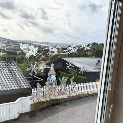 Juletrefarget glassvindusdekorasjon
