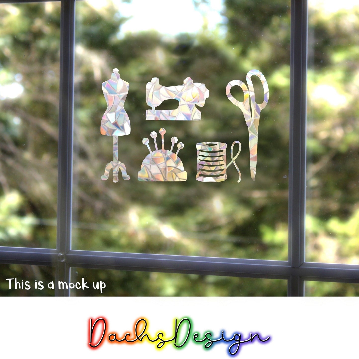 Sewing Room Notions Rainbow Suncatchers: Gift for Lover of Sewing