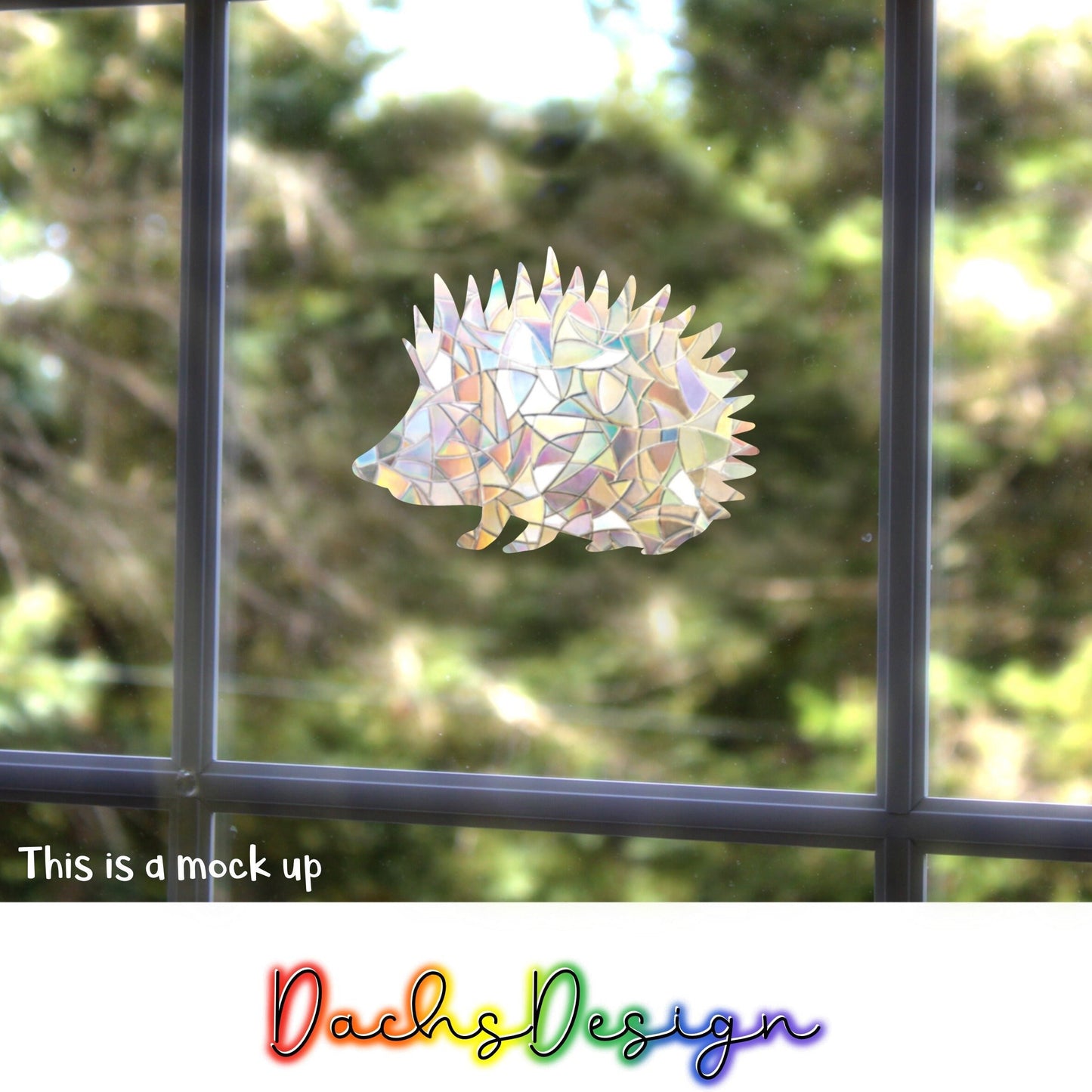 Hedgehog Rainbow Suncatcher: Removable Window Decal, Gift for Hedgehog Lovers