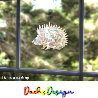 Hedgehog Rainbow Suncatcher: Removable Window Decal, Gift for Hedgehog Lovers