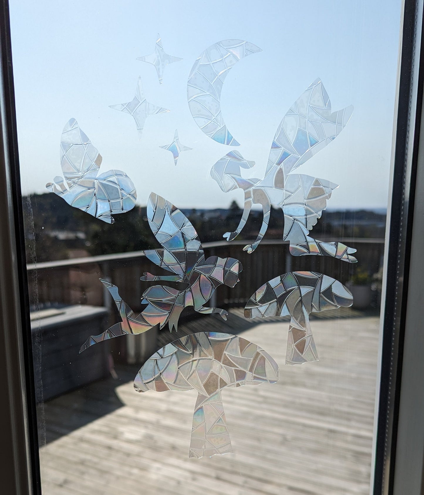 Fairies Rainbow Suncatcher Bundle: Moon, Mushrooms, Butterfly, Stars Window Decal