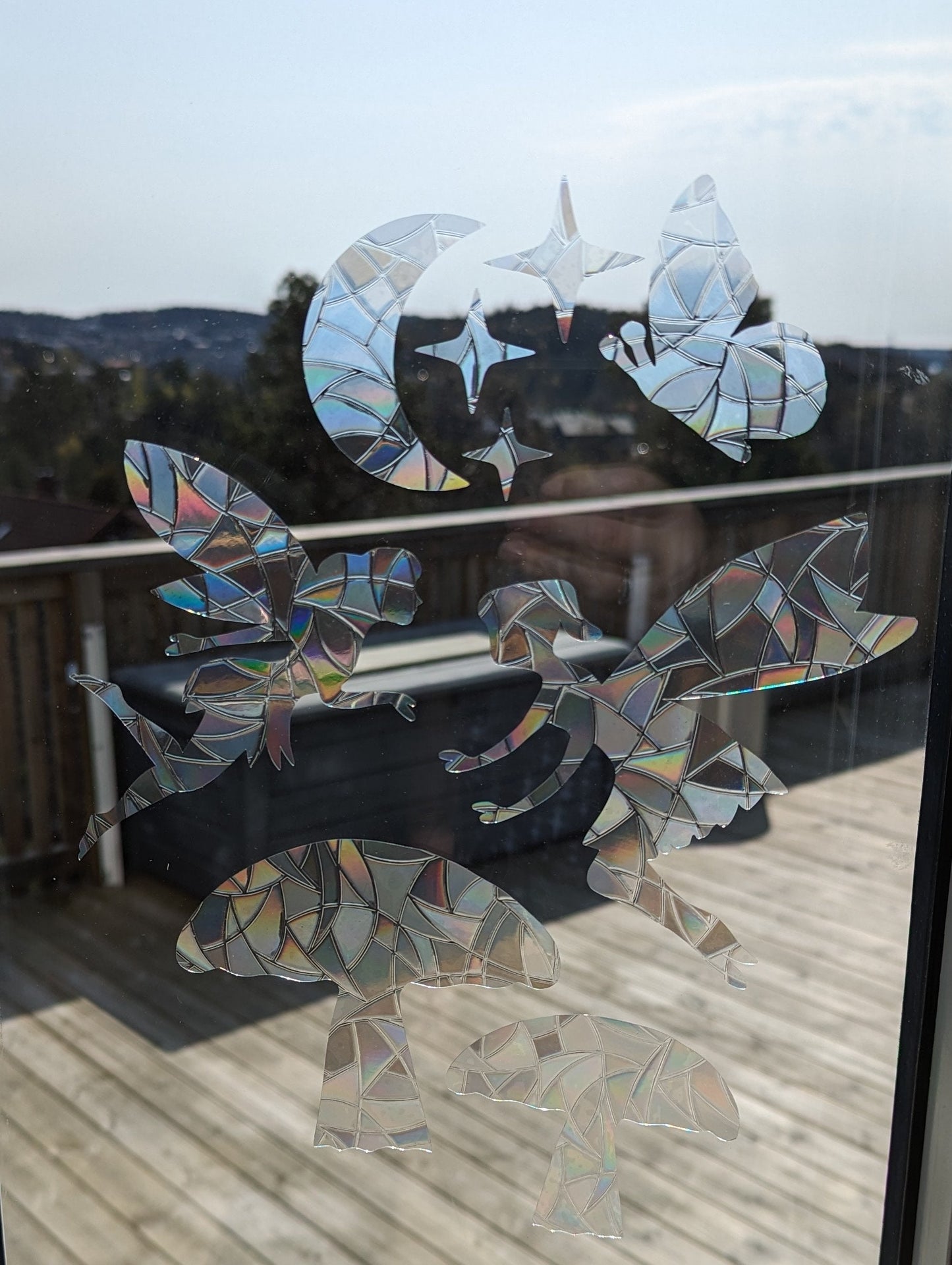 Fairies Rainbow Suncatcher Bundle: Moon, Mushrooms, Butterfly, Stars Window Decal