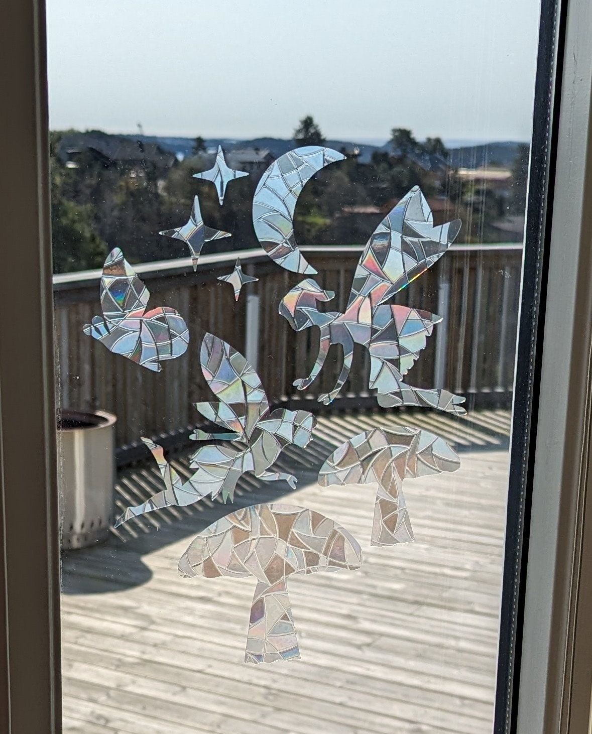 Fairies Rainbow Suncatcher Bundle: Moon, Mushrooms, Butterfly, Stars Window Decal