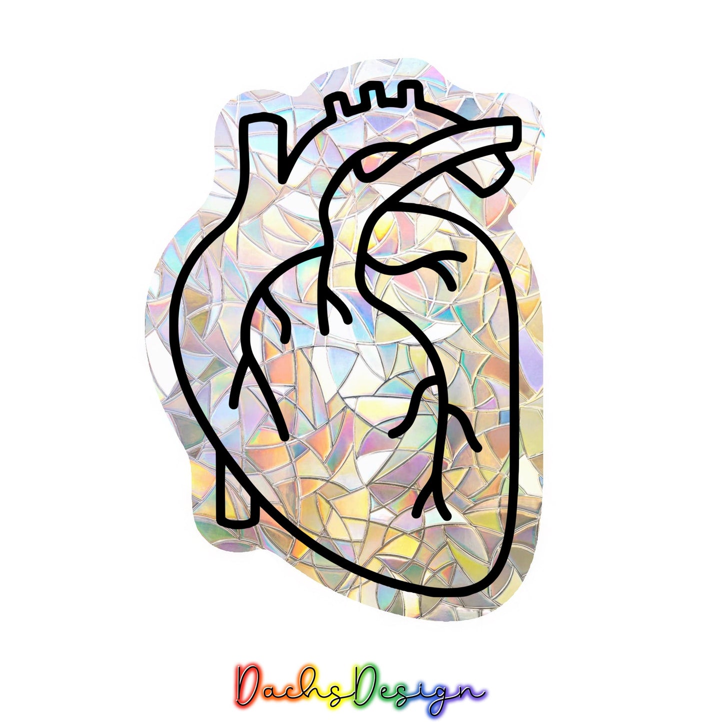 Anatomical Heart Rainbow Suncatcher: Handmade Window Sticker