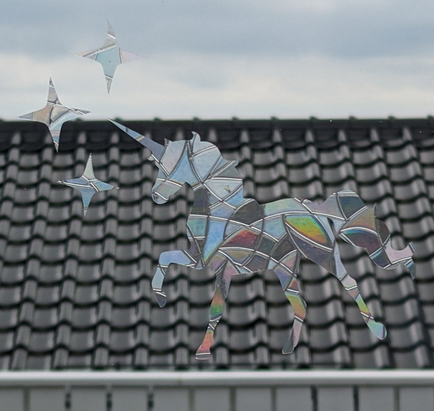 Unicorn and Stars Rainbow Suncatcher: Window Cling, Kids Room Decor