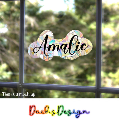 Personalised Rainbow Suncatcher Name Decal: Kids Room Decor