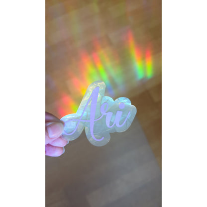 Personalised Rainbow Suncatcher Name Decal: Kids Room Decor