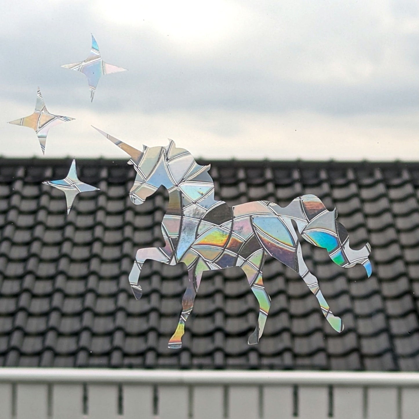Unicorn and Stars Rainbow Suncatcher: Window Cling, Kids Room Decor