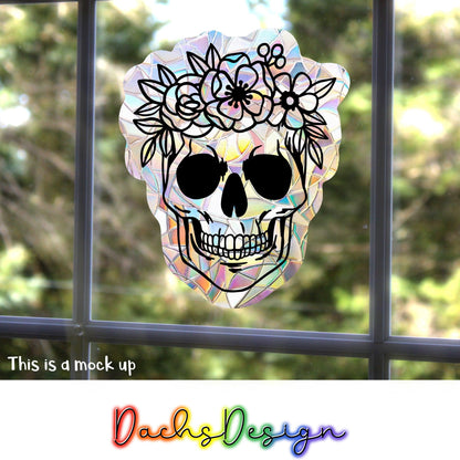 Floral Skull Rainbow Suncatcher