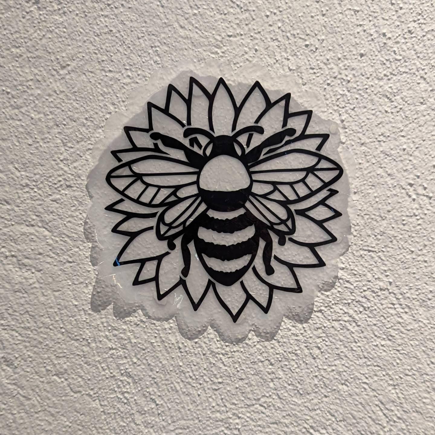 Bee on Sunflower Rainbow Suncatcher: Removable Window Decal