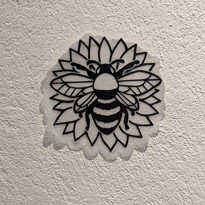 Bee on Sunflower Rainbow Suncatcher: Removable Window Decal