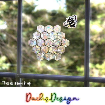 Bee and Honeycomb Rainbow Suncatcher: Rainbow Window Decal