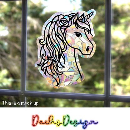 Floral Unicorn Rainbow Suncatcher