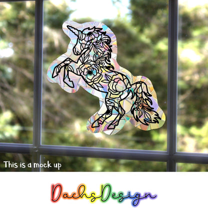 Floral Unicorn Rainbow Suncatcher