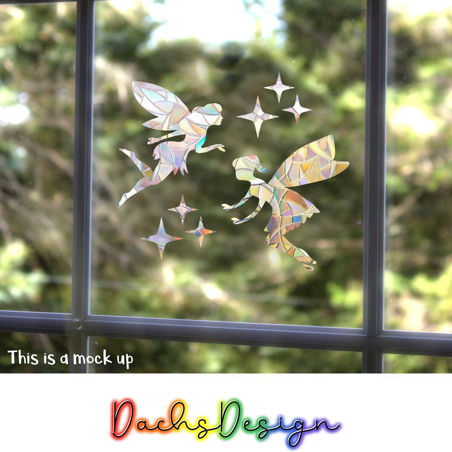 Fairies and Stars Suncatchers: Rainbow Window Cling, Kids Decor