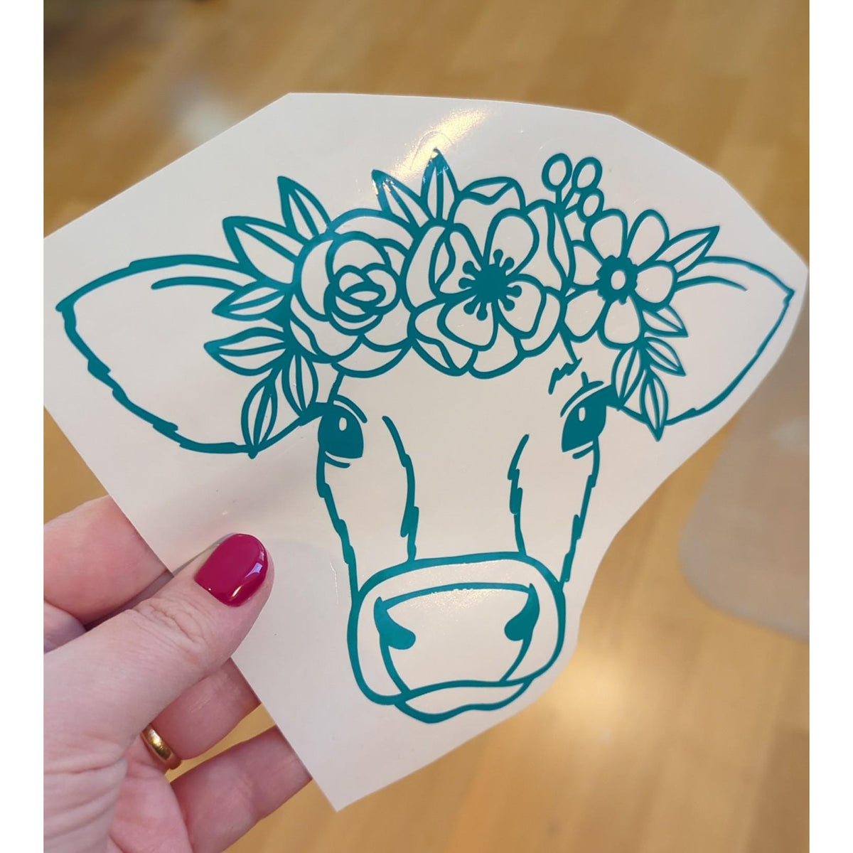 Floral Cow Rainbow Suncatcher
