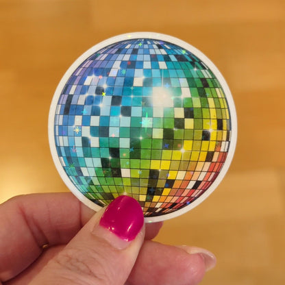 Waterproof Rainbow Disco Ball Holographic Vinyl Sticker
