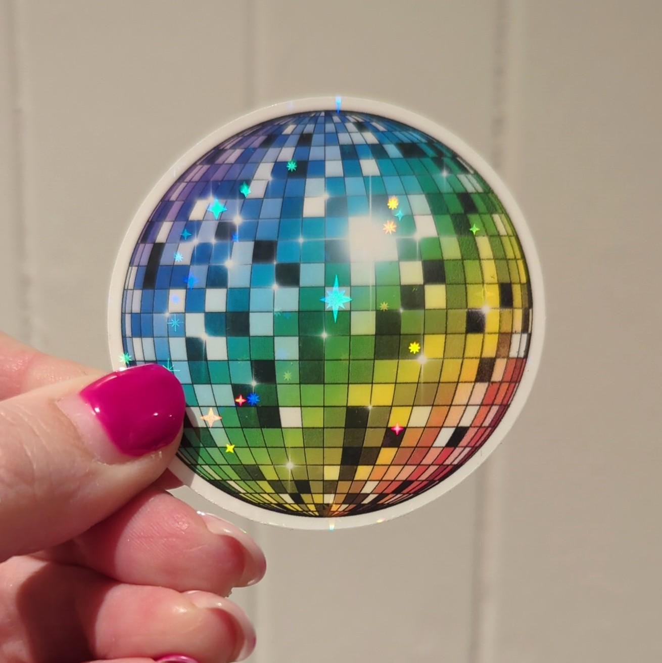 Waterproof Rainbow Disco Ball Holographic Vinyl Sticker